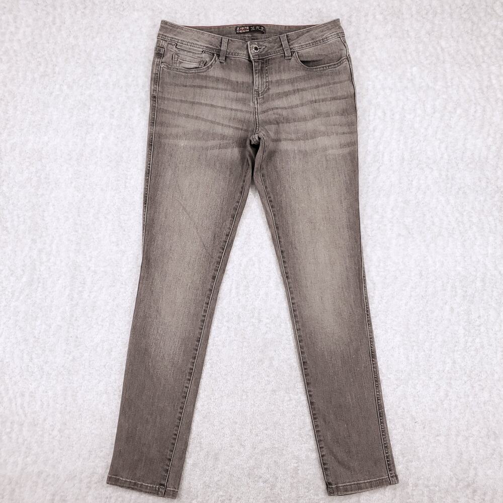 Zara Basic Z1975 Denim Jeans Womens 8 Gray Stretch Skinny Straight Faded Y2K
